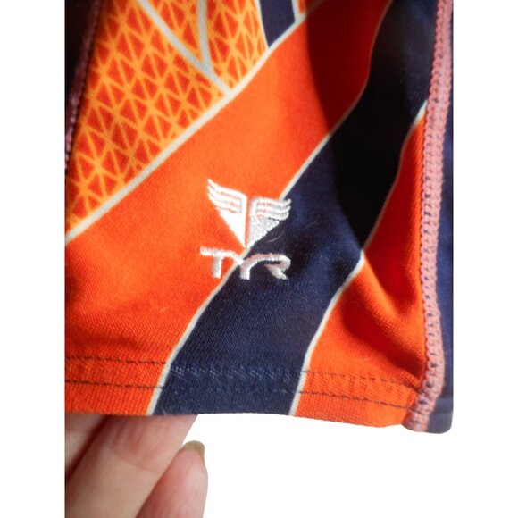 Tyr Swim Team Shorts Racing Trunks Swimsuit Orange Blue Sz 32 Stingrays Logo - Picture 5 of 6